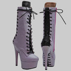 15CM Glitter Platform Ankle Boots - 6 Inch High Heel Pole Dance Booties