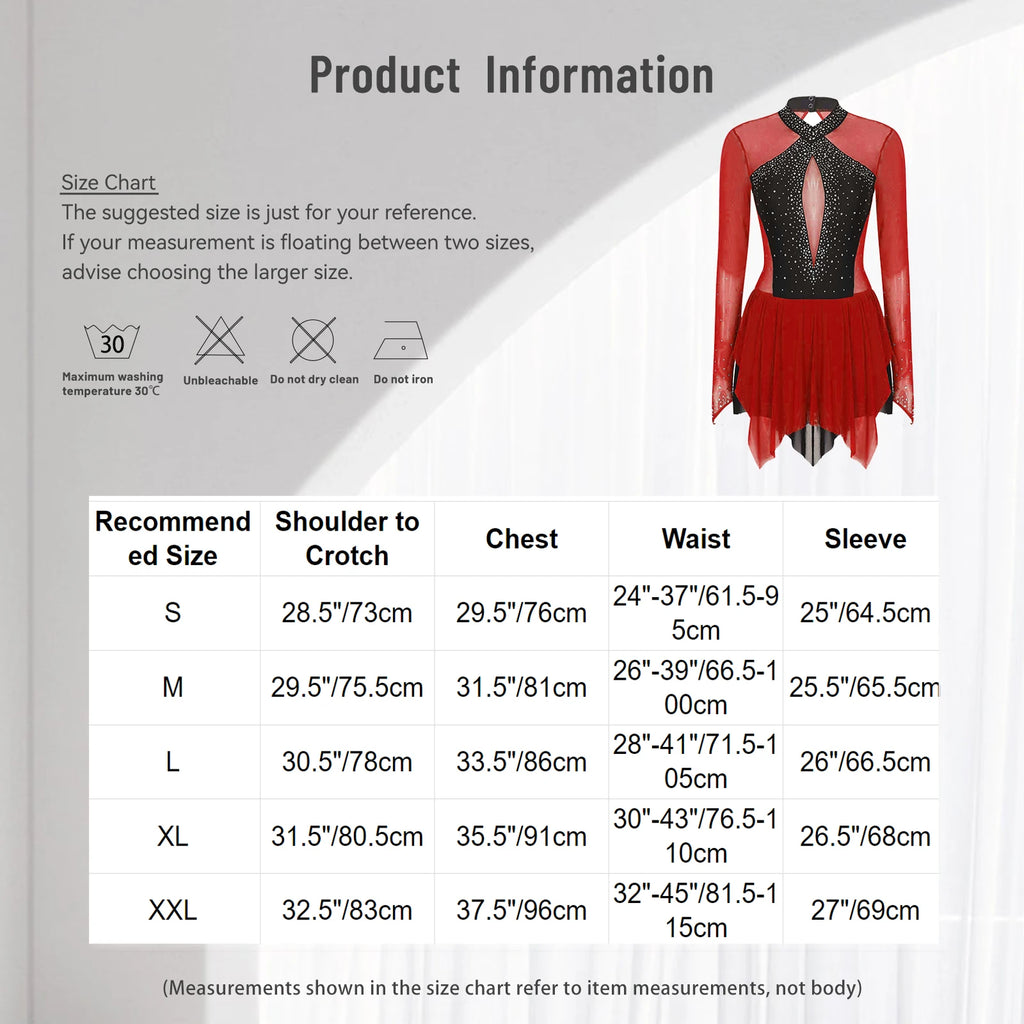 Rhinestone Mesh Skating Dress | Long Sleeve | Backless