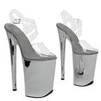 9-Inch Transparent Platform Sandals with Cross Straps - Open Toe Heels