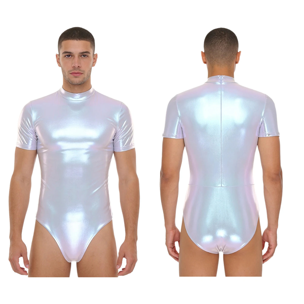 Men's Metallic Bodysuit | Zip Front