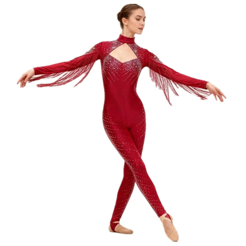 Starlight Rhinestone Tassel Performance Jumpsuit