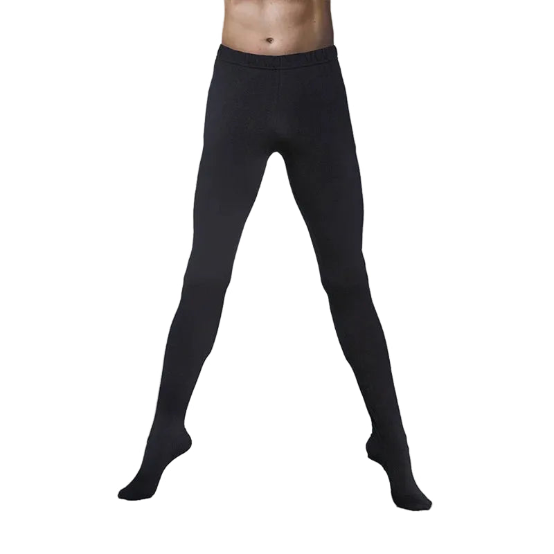 Men's Ballet Tights | Full-Length Footed Leggings | Black & White | S–XXXL