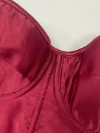 Burgundy Satin Corset Top | Side Zip | Hourglass Shaping