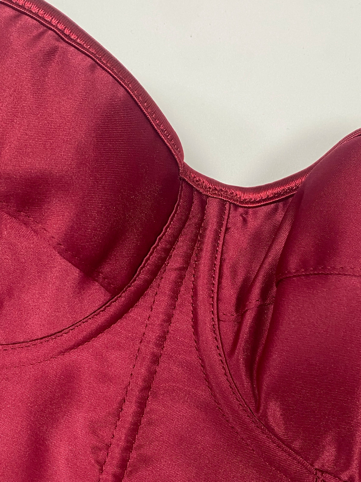 Burgundy Satin Corset Top | Side Zip | Hourglass Shaping