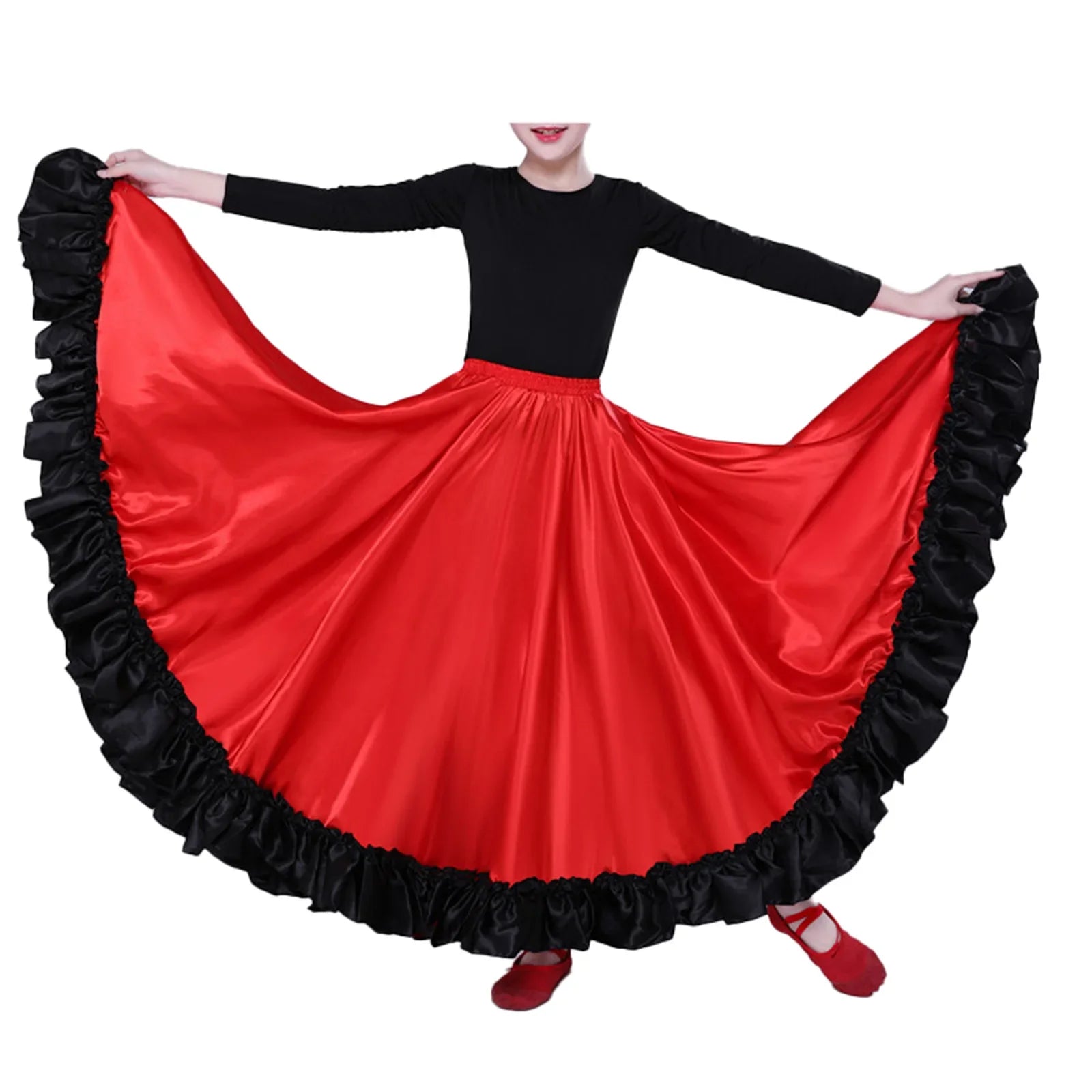 Girls Flamenco Ruffle Skirt | Red & Black | Ages 3-10