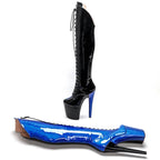 Platform Pole Dance Boots | 20cm Heel | Black & Blue