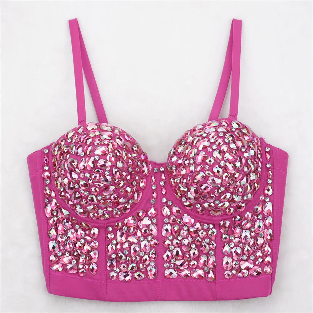 Heavy Beading Rhinestone Bustier | Colorful Crystal Corset Top