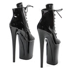 9-Inch Patent Open-Toe Platform Boots | Lace-Up