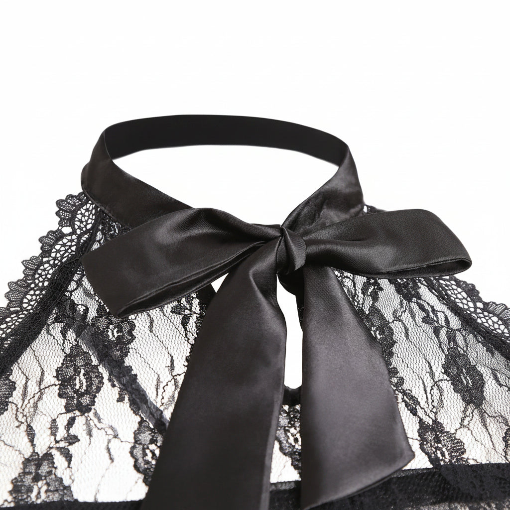 Gothic Halter Dress | Lace Corset | A-Line Swing