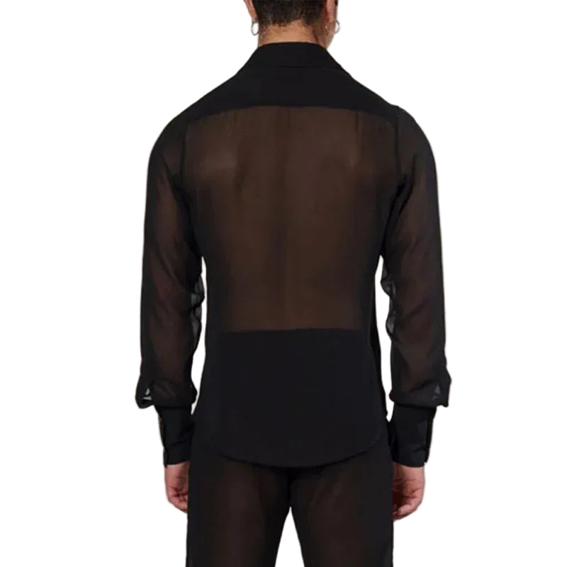 Men’s Latin Dance Shirt | Sheer Black