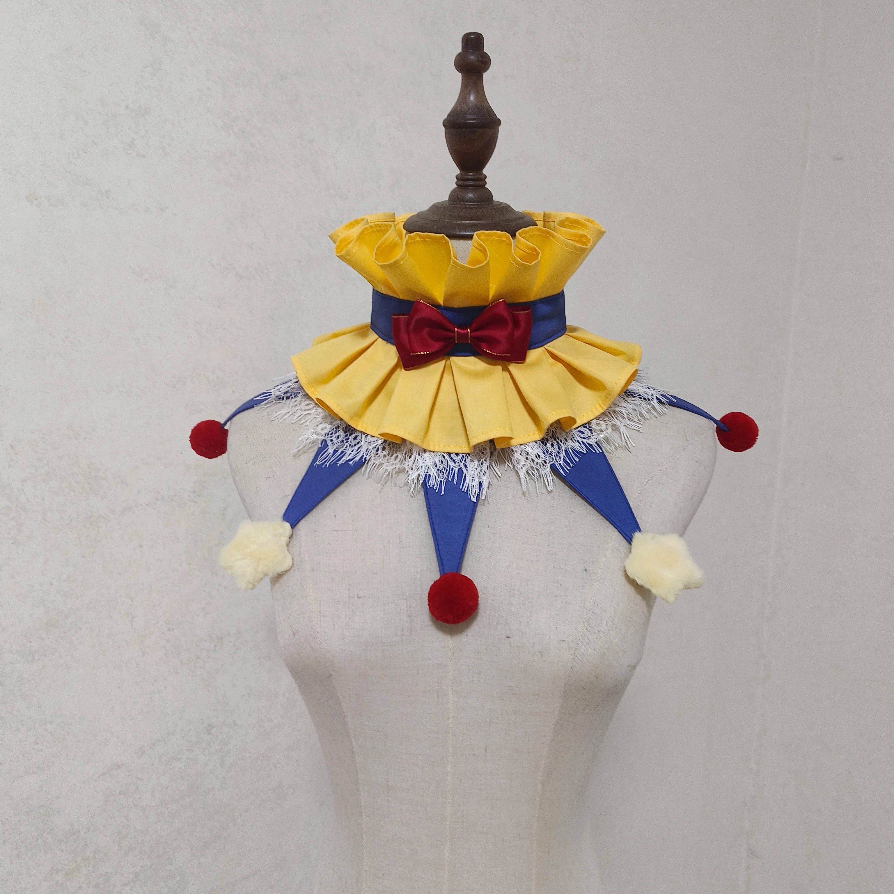 Jester Clown Ruff Collar | Pom-Pom & Star Tips | 12 Colors