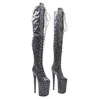 9-Inch Leopard Print Thigh-High Platform Boots - High Heel Performance Boots