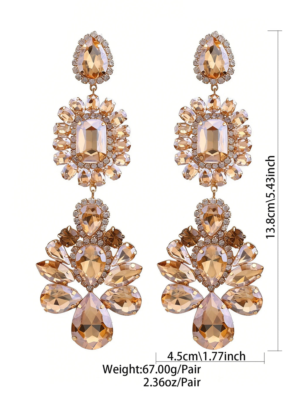 Rhinestone Water Drop Earrings | Clip or Pin