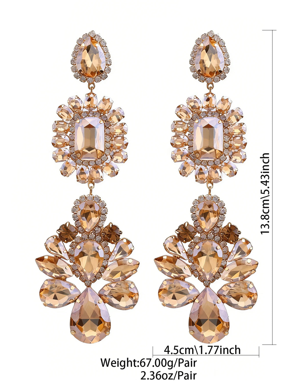 Rhinestone Water Drop Earrings | Clip or Pin