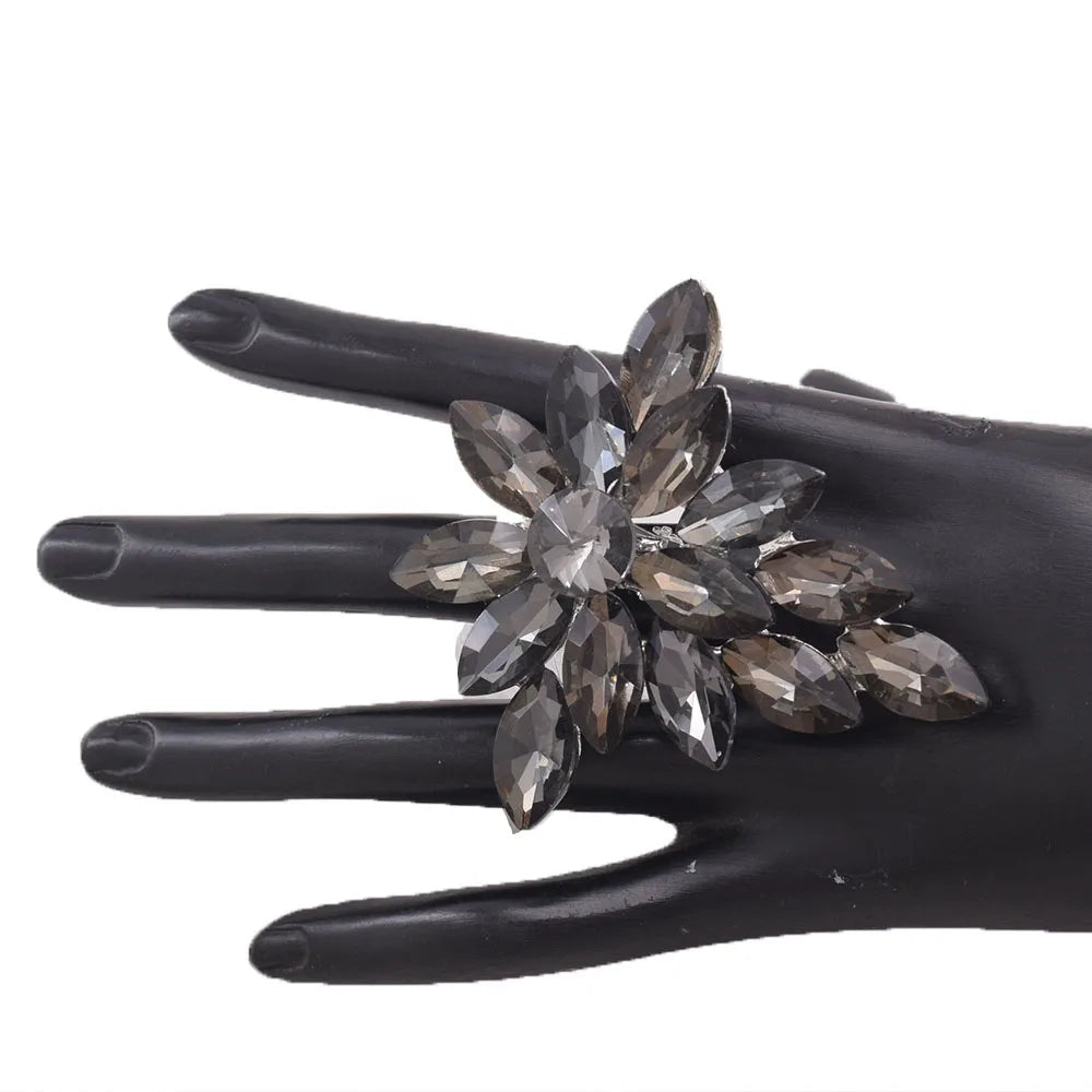 Gemstone Flower Cocktail Ring | Adjustable | 6.5cm