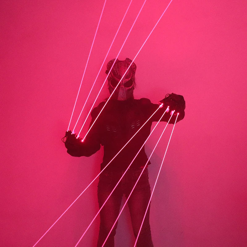 Red Laser Gloves - Rechargeable LED Performance Gloves for DJs & Dancers