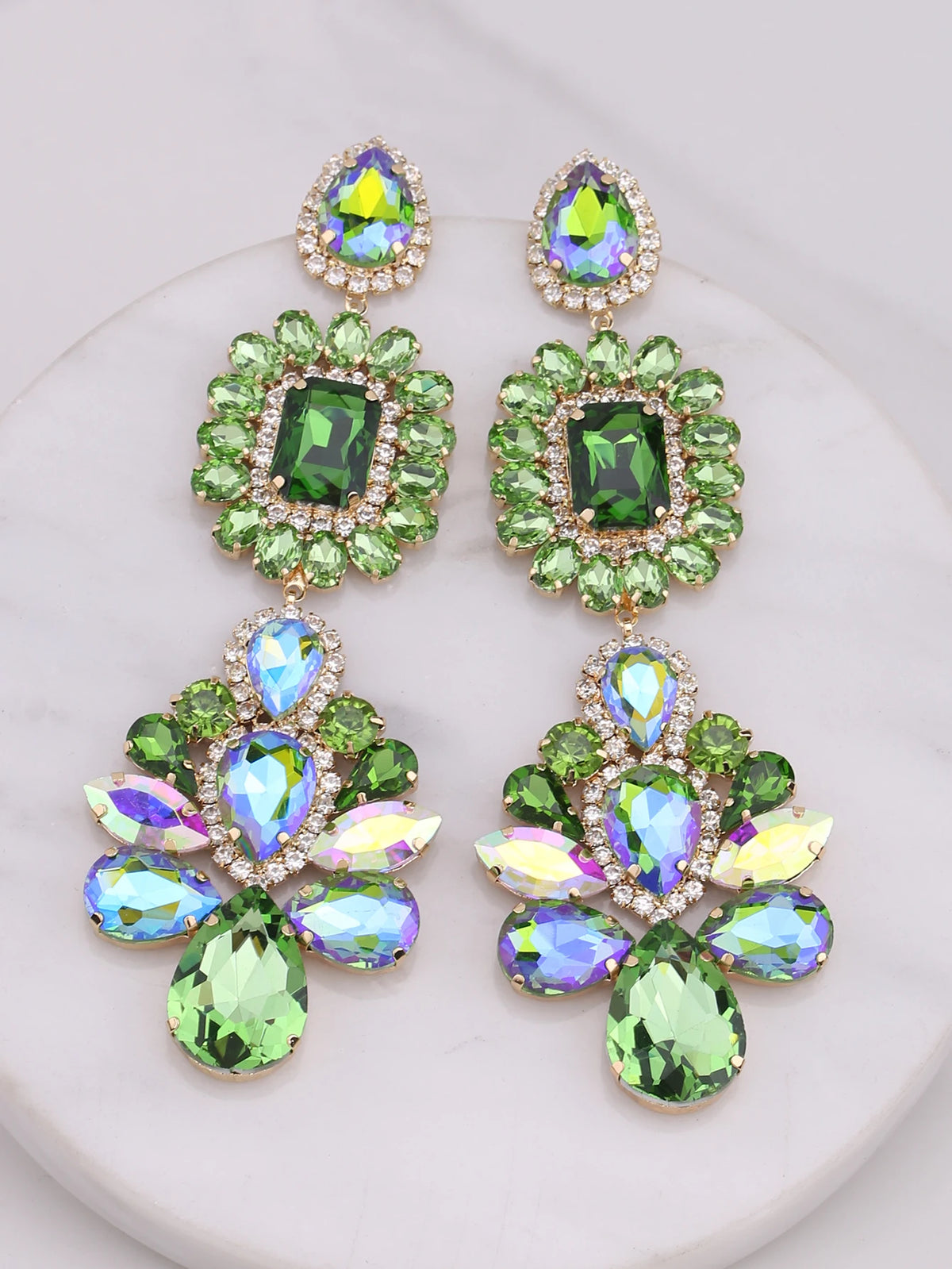 Rhinestone Water Drop Earrings | Clip or Pin