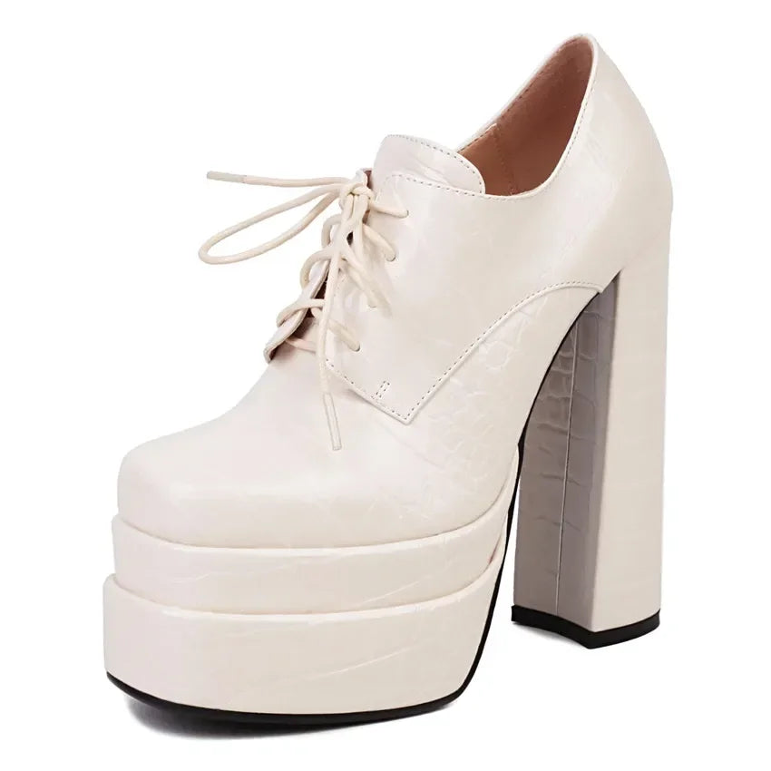 Platform Derby Heels | Croc-Effect | 14.5cm