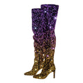 Thigh-High Sequin Boots | Gradient Glitter | Stiletto Heel