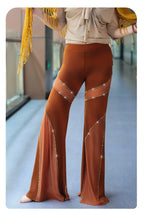 Rhinestone Flare Dance Pants | Mesh & Elastic | Belly Dance