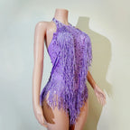 Stage Bodysuit | Rhinestone Fringe