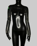 Diamond Fishnet Mesh Top - Sheer Long Sleeve Cover Up