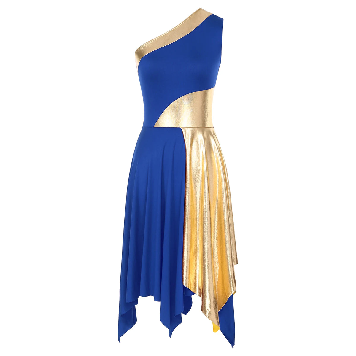 Radiance Metallic One-Shoulder Dance Dress