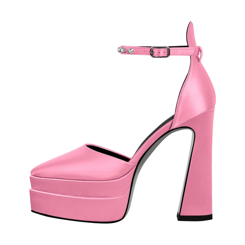 Mary Jane Platform Pump | Ankle Strap | Chunky Heel