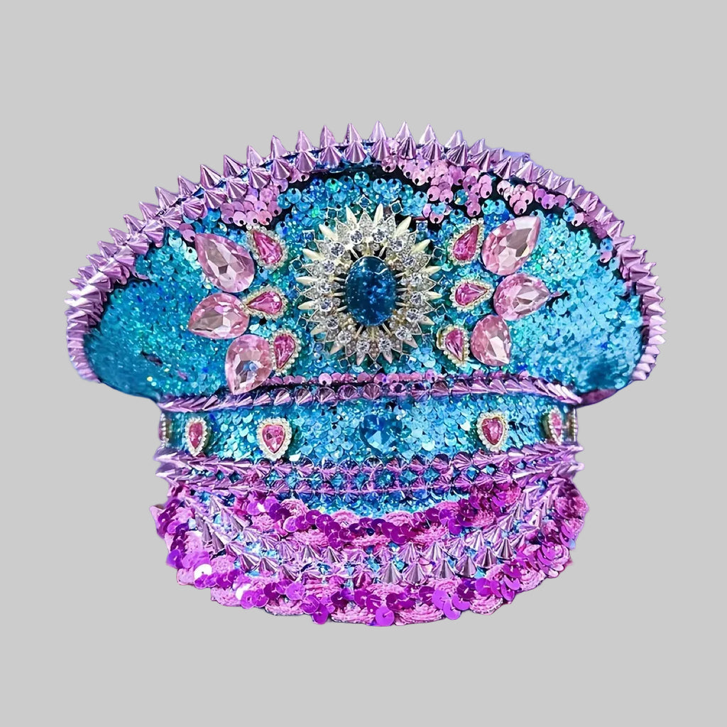 Sparkly Rhinestone Sequin Performance Hat — Statement Headpiece