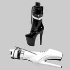 Platform Ankle Boots - 8-Inch Black & White Lace-Up Heels for Pole Dance & Performance