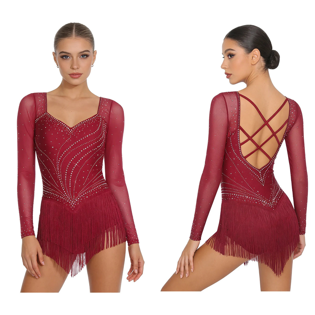 Women's Rhinestone Mesh Unitard | Multiple Styles | 20 Designs | S–3XL