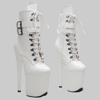 Snakeskin 8-Inch Platform Pole Dance Ankle Boots