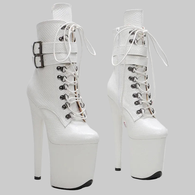 Snakeskin 8-Inch Platform Pole Dance Ankle Boots