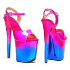 8-Inch Hot Pink Platform Sandals - Ankle Strap Dance Heels