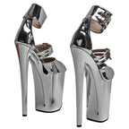 9-Inch Metallic Platform Sandals - Slip-On Dance Heels