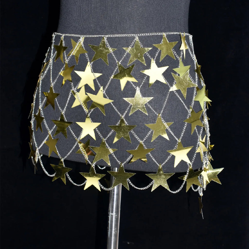 Starlight Star Sequin Waist Chain Skirt
