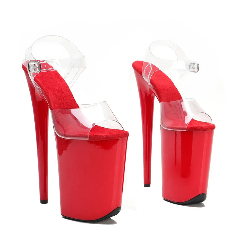 9-Inch Clear Platform Sandals - Peep Toe Exotic Dance Heels