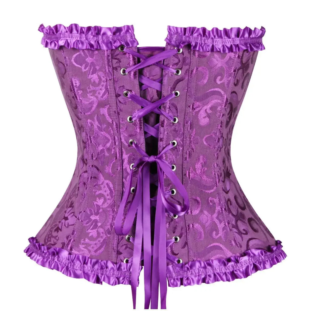 Victorian Overbust Corset | Floral Satin | Plus Size
