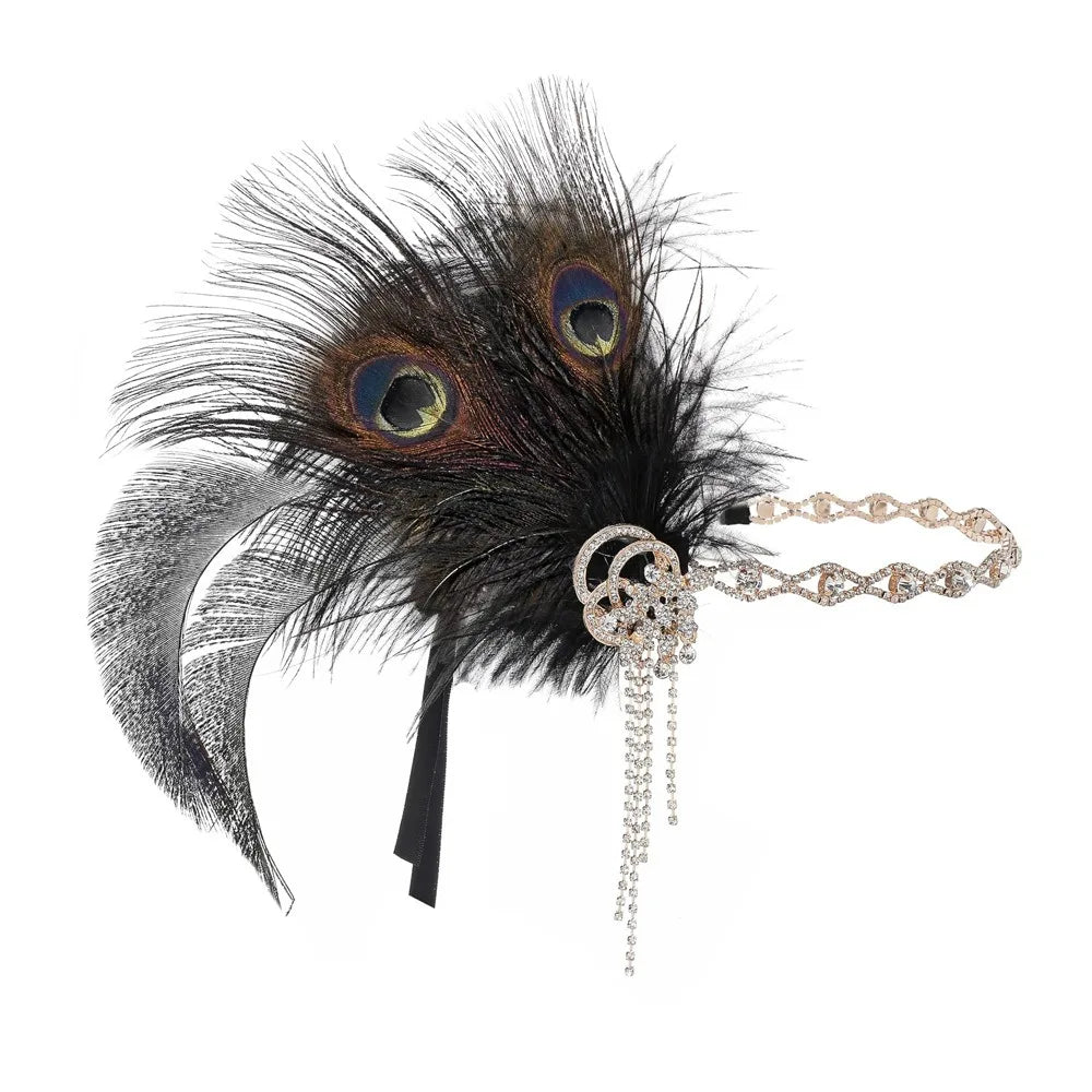 1920s Feather Headband | Rhinestone Crystal | Gatsby Bridal Headpiece