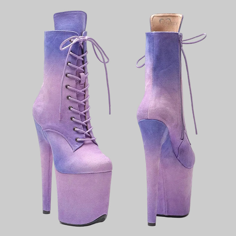 Ombre Suede 8-Inch Platform Pole Dance Ankle Boots
