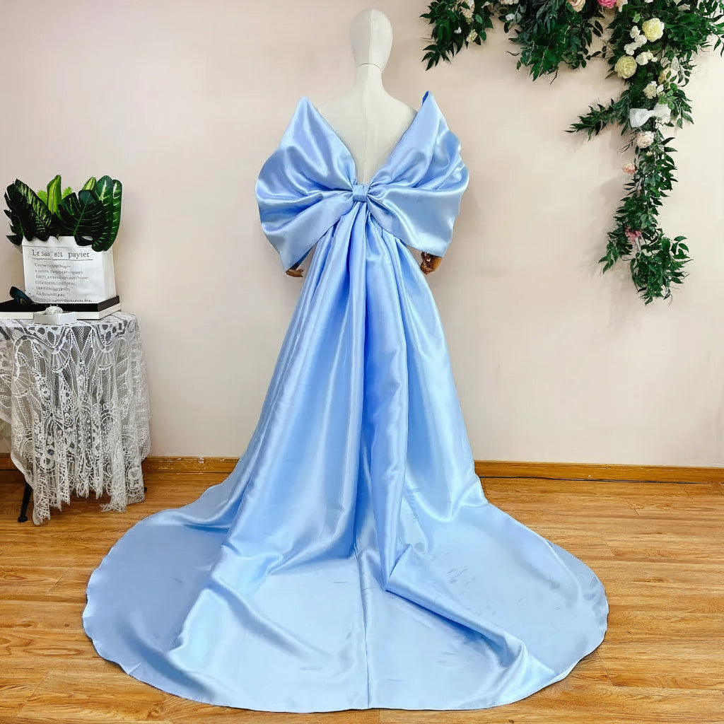 Mikado Cape | Oversized Bow Sleeves & 2M Train | Pageant & Bridal