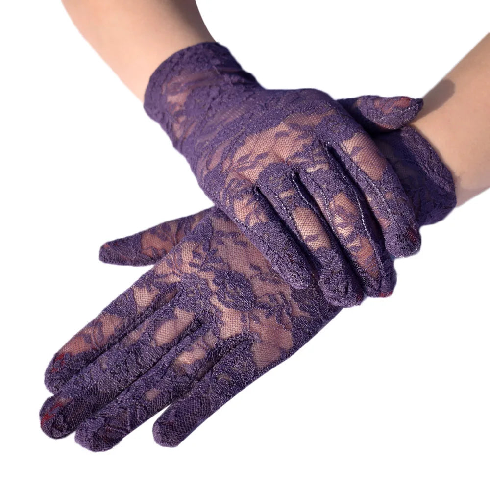 Sheer Lace Wrist Gloves | Floral | 2 Lengths | 10+ Colors