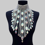 Crystal AB Tassel Necklace - Stunning Long Irregular Rhinestone Choker for Stage & Wedding