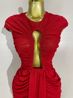 Hollow-Out Mesh Bodycon Maxi Dress | Stage & Performance