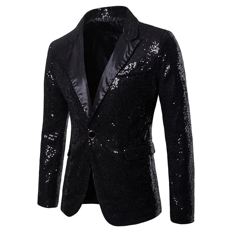Men's Sequin Blazer | Shawl Collar | Stage & Performance | 14 Colors
