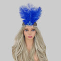 Crystal Crown Feather Headpiece - Diamond Chain Performance Headdress