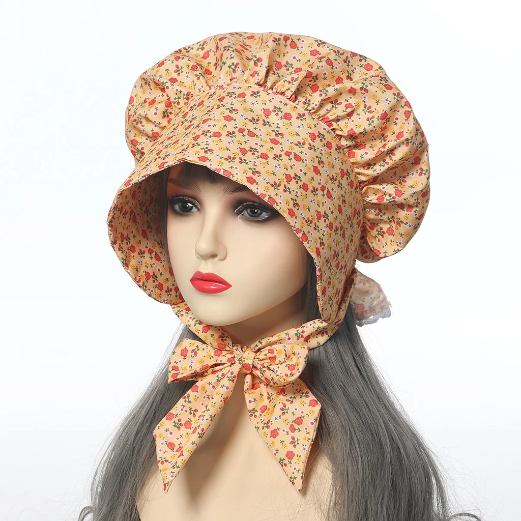 Colonial Bonnet Hat | Floral Cotton | One Size