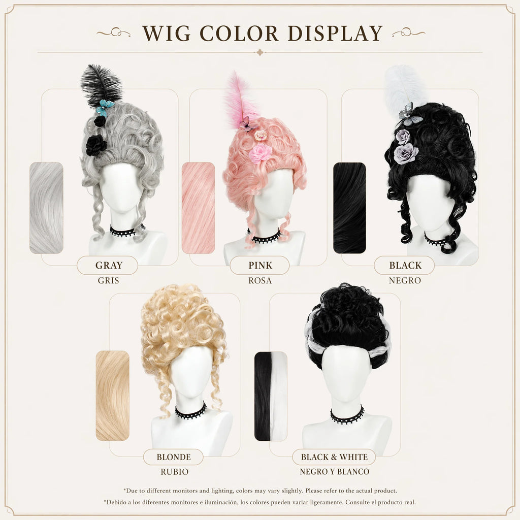Victorian Rococo Beehive Wig | 18th Century Baroque | Curly Synthetic