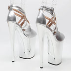 9-Inch Platform Heels - Patent Open Toe Sandals for Pole Dance & Performance