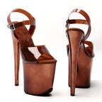 Clear Platform Ankle Strap Sandals 20cm - Peep Toe High Heels for Pole Dance